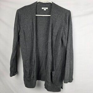 Croft & Barrow Charcoal Gray Longline Cardigan with Pockets, Petite M
